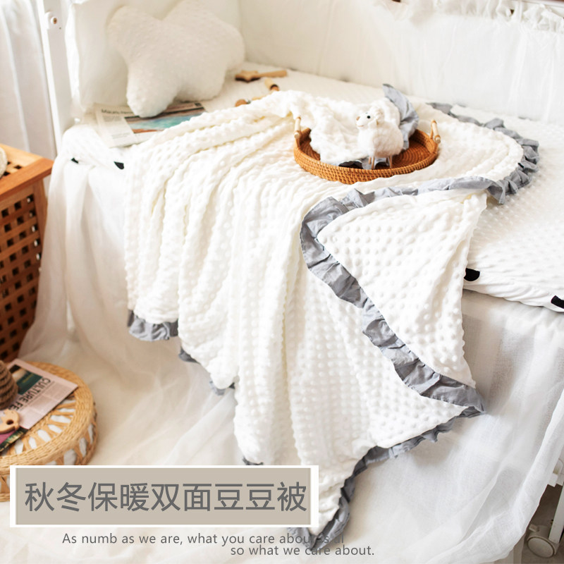 Autumn and winter baby double-sided peas velvet blanket thickened cotton quilt can be used as a quilt cover baby children's quilt can be removed and washed