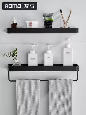 Punch-free powder room bathroom rack wall-mounted black toilet toilet wash table towel storage wall