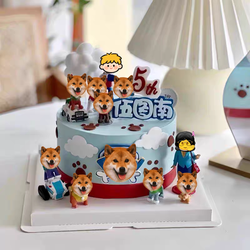 Puppy Paw Bone Cake Decoration Ornaments Patrol Team Mayor Achilede's Observation Tower Dessert Table Toppers