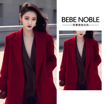 BEBE NOBLE LIGHT LAVISH RED SUIT JACKET WOMAN MID-FACE CASHMERE BIG COAT AUTUMN WINTER THICKENED HIGH