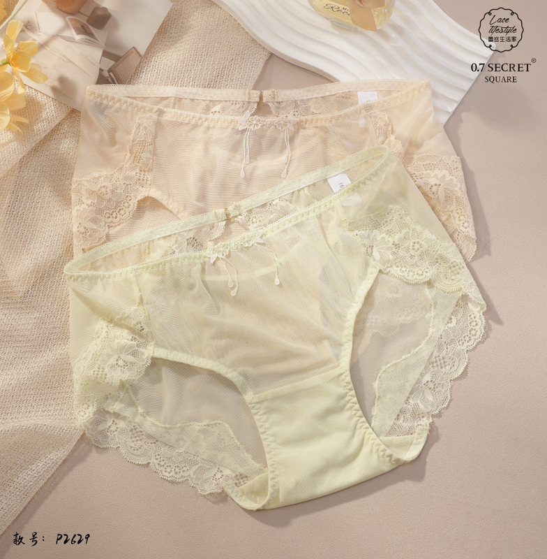 Lace Life Home 2629 Sexy Women's Mid-High Waist Pure Desire Transparent Hip-Lifting Pure Cotton Crotch Briefs Lace Life Home 2629 Sexy Women's Mid-High Waist Pure Desire Transparent Hip-Lifting Pure Cotton Crotch Briefs