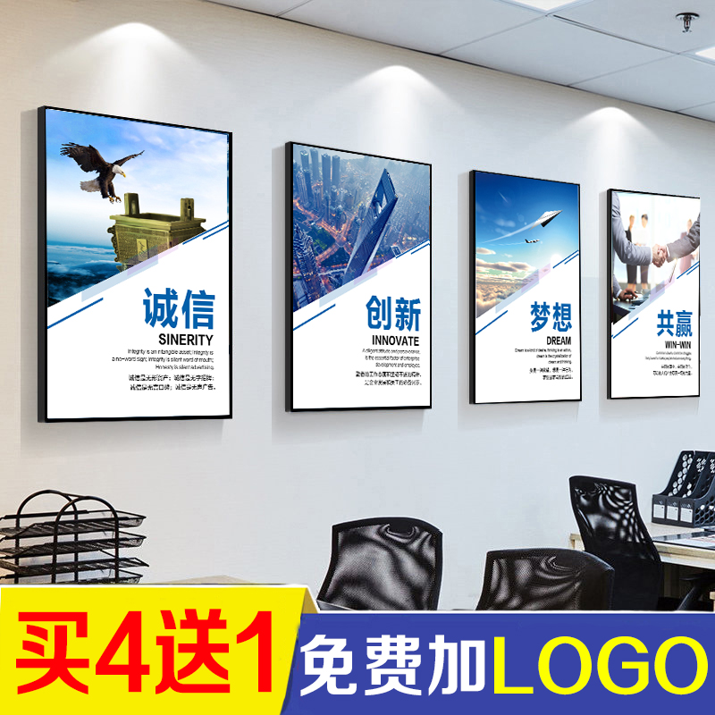 Office decoration Company corporate culture wall painting Conference room corridor wall inspirational slogans Framed murals