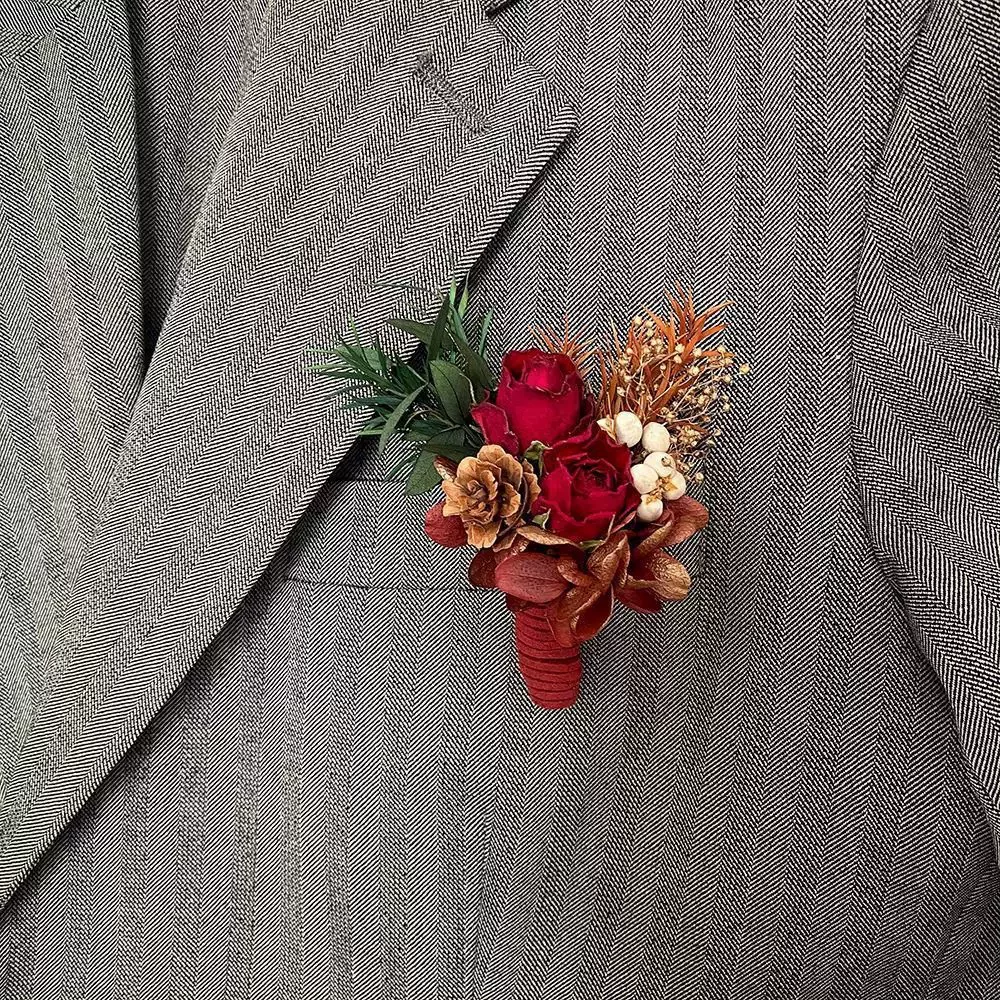 Аксессуар для жениха и букетик на лацкане, запястье цветок, для подружки невесты
