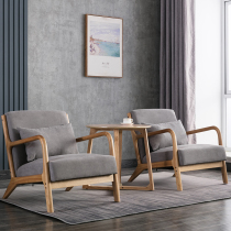 Solid Wood fabric single chair small lazy chair balcony chair Nordic single sofa chair bedroom leisure room sofa