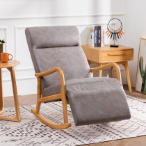 Nordic rocking chair home balcony fabric lazy sofa modern simple adult nap lounge chair solid wood sofa chair