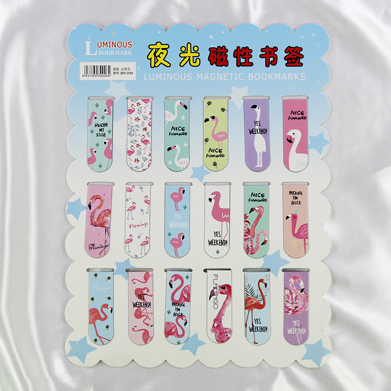 Flamingo / 18 Bookmarks18 individual Cartoon magnetic bookmark Paper two-sided lovely Ancient style bookmark originality like a breath of fresh air pupil use exquisite bookmark children comic magnet bookmark Luminous prize Bookcase literature gift