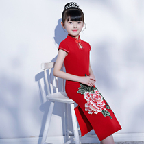 Childrens cheongsam 2019 new Chinese style New Years dress retro Tang dress Summer Guzheng performance dress girls  new Years dress spring