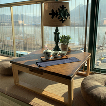 Floating window small table window sill foldable coffee table Japanese tatami square tea table drinking tea sitting ground solid wood low kang table
