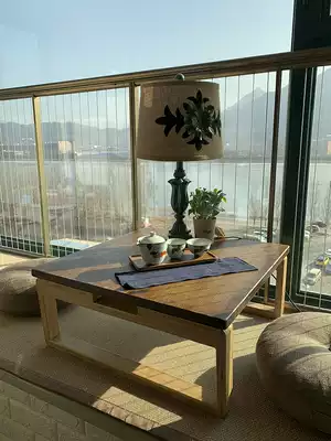 Balcony window small table foldable square Japanese bamboo tatami tea table tea table tea window sill Kang low table solid wood