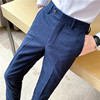 Autumn Striped Men's Suit Pants Casual Slim Fit Business Formal Black Dress Pants Men's Korean Style Trendy