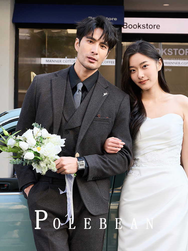 Autumn and Winter Thickened Woolen Casual Suit Set for Men, Warm Korean Style High-End Large Size Suit, Wedding Suit, Trendy