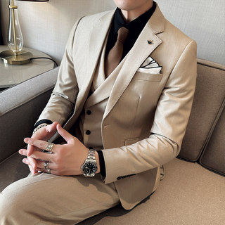 西服套装男士韩版休闲商务正装外套修身伴郎新郎结婚礼服免烫西装