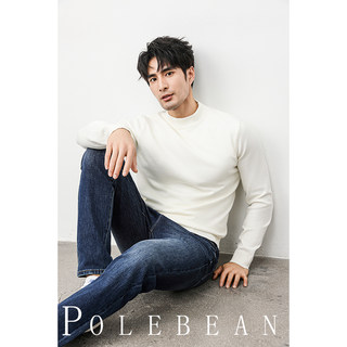 秋冬保暖BI备 羊毛针织衫亲肤舒适 半高领白色套头毛衣男士打底衫