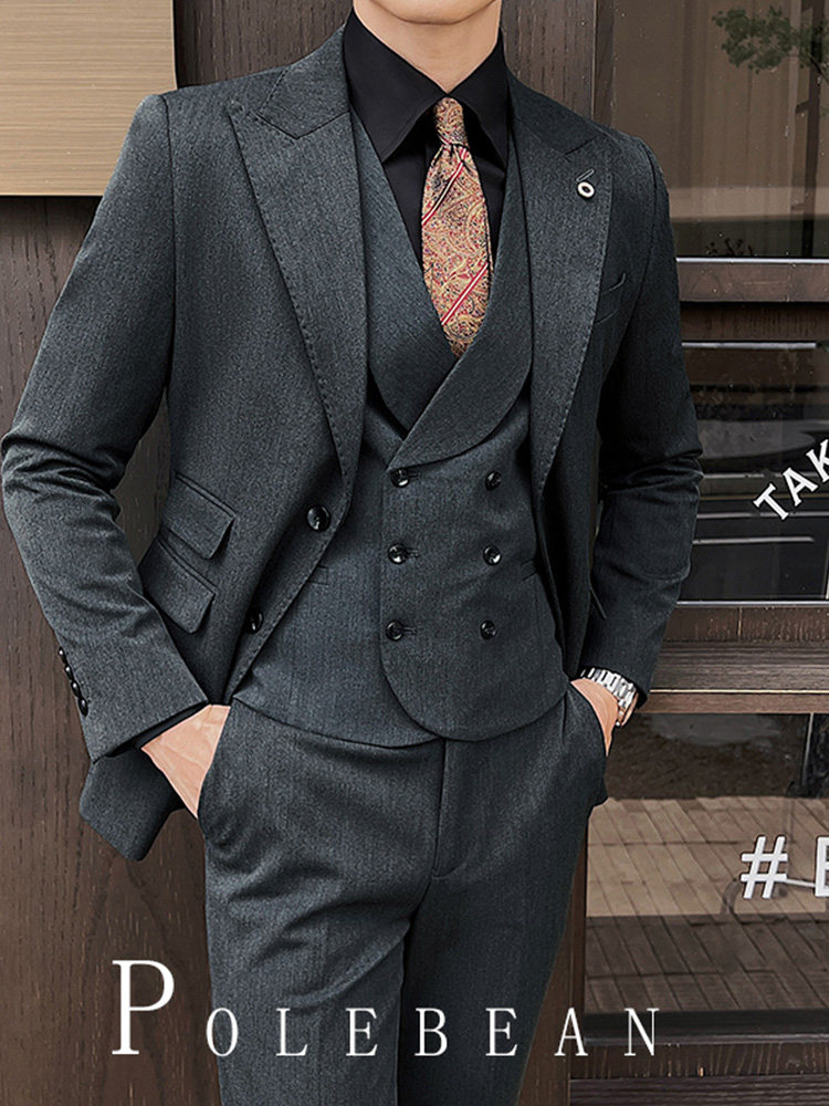 Men's Suit Vest Autumn and Winter Groom Wedding Dress Work Vest Groomsmen Group Brother Outfit Men's Suit Vest