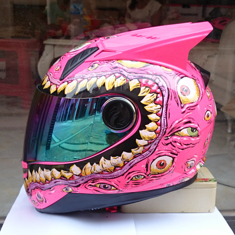 Casco Moto Integrale Casco Grande Bocca Denti Occhi Mostro Corno Maschio E  Casco Unico Femminile Di Personalità Della Moda Da 87,8 € | DHgate Italy