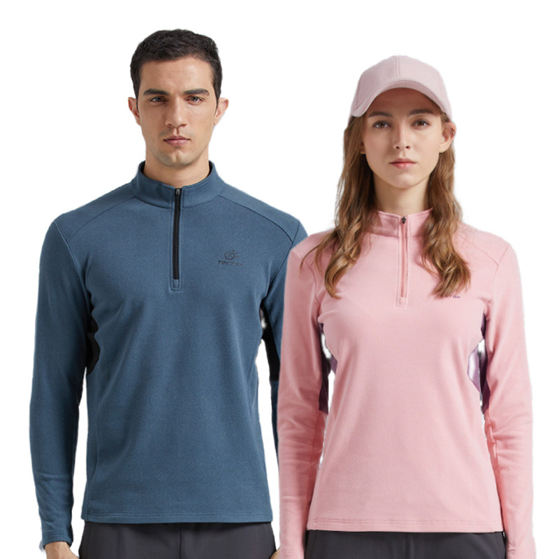 TECHCTOP EXPLORE THE OUTDOOR FALL LONG SLEEVE T-SHIRT MALE TYPE CATION WARM BIFACIAL MILL HAIR SOFT CASUAL BLOUSE