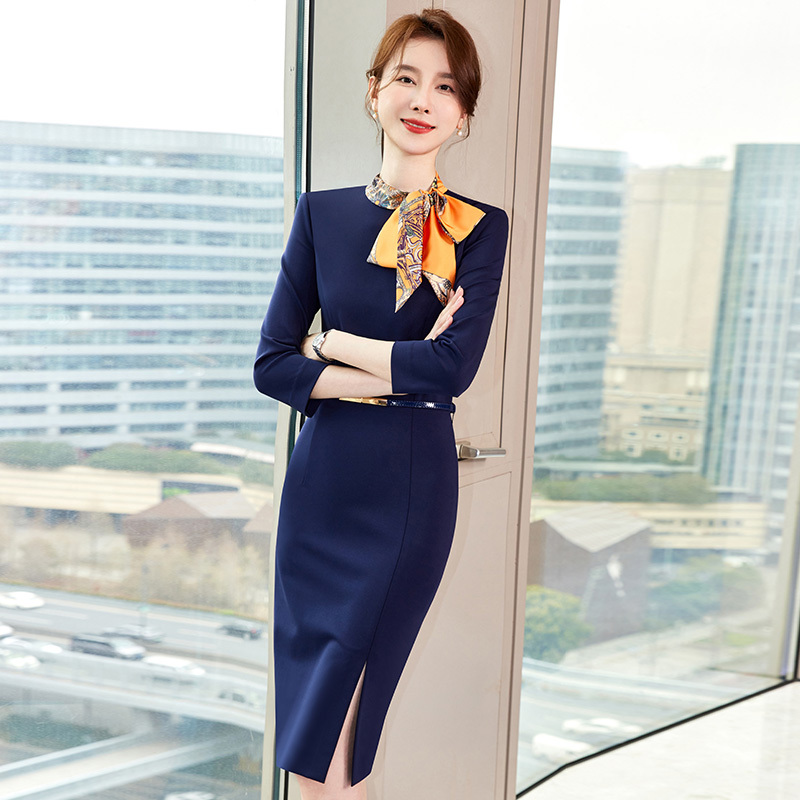 Summer Professional Dress for Women, Fashionable, Elegant, High-End, Bodycon Skirt, Workplace Commuting, Front Desk Reception Work Uniform