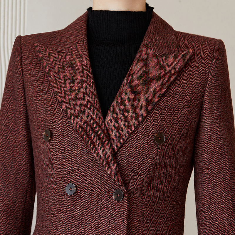High-End Woolen Business Suit Jacket for Women, Autumn and Winter Red Suit Set, Workplace Business Formal Wear, Work Clothes