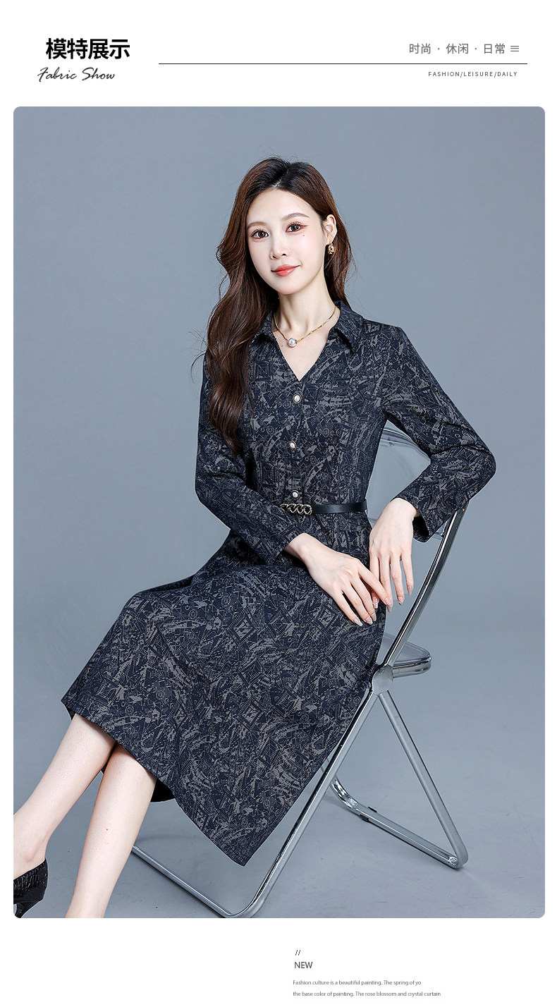 고급 품격 광저우 열세 개 폭발 봄과 가을 드레스 여성 긴 소매 고급 고귀한 외국 가스 중년 엄마 상세 이미지 9