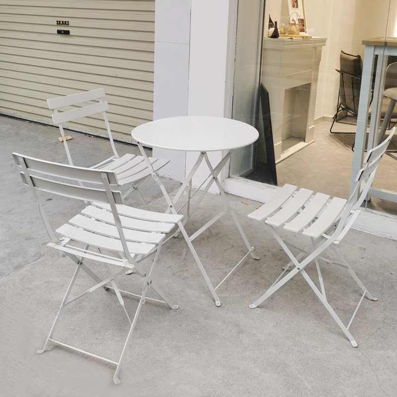 Outdoor table and chairs Courtyard Balcony Small Table Chairs Combined Iron Art Folding Casual Minima Chair Outdoor Open-air Mesh Red Chair