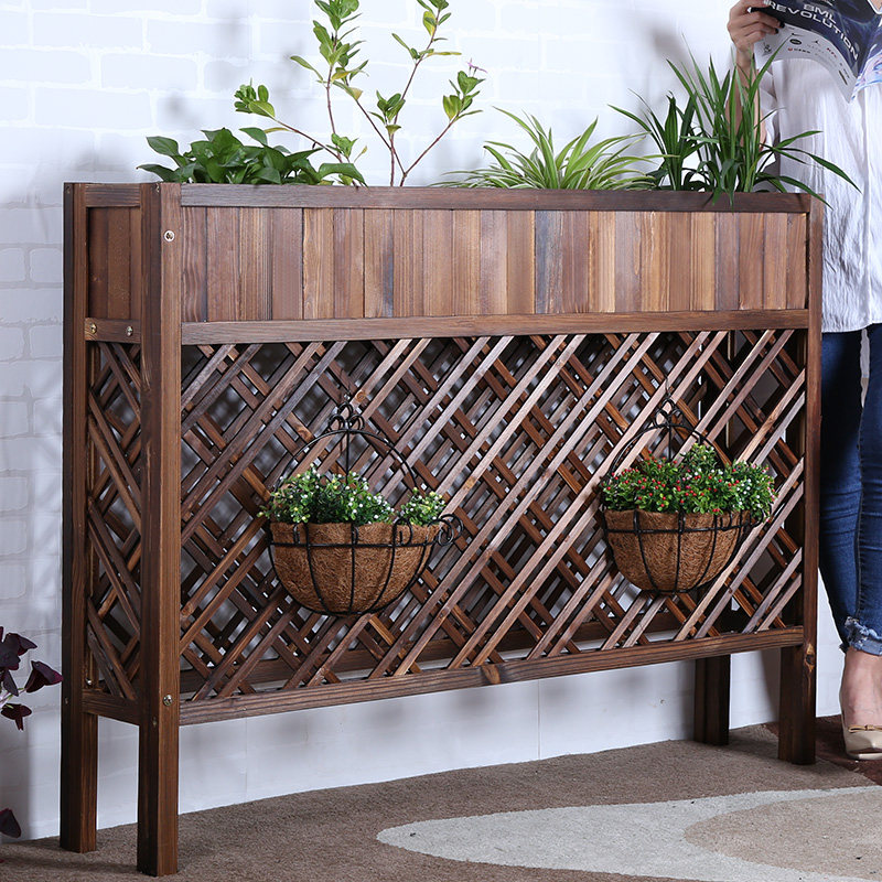 Dining Room Partition Flower Racks Embalming Wood Living Room Outdoor Flower Groove Decoration Fencing Outdoor Patio Solid Wood Fence Flower Box