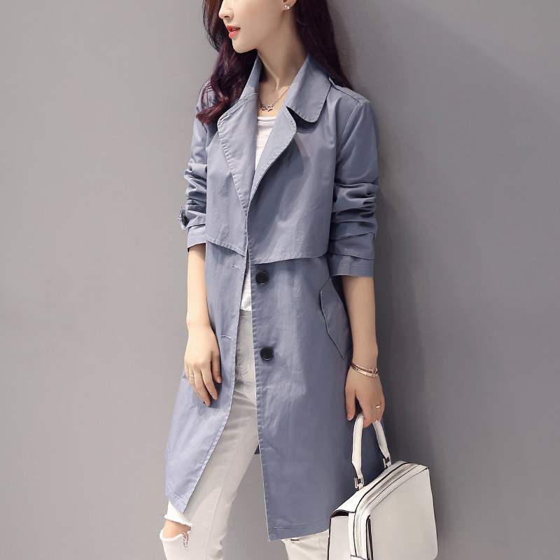 Wind coat woman medium long version Korean version relaxed 2022 new popular spring and autumn blouses woman temperament cashew slim jacket