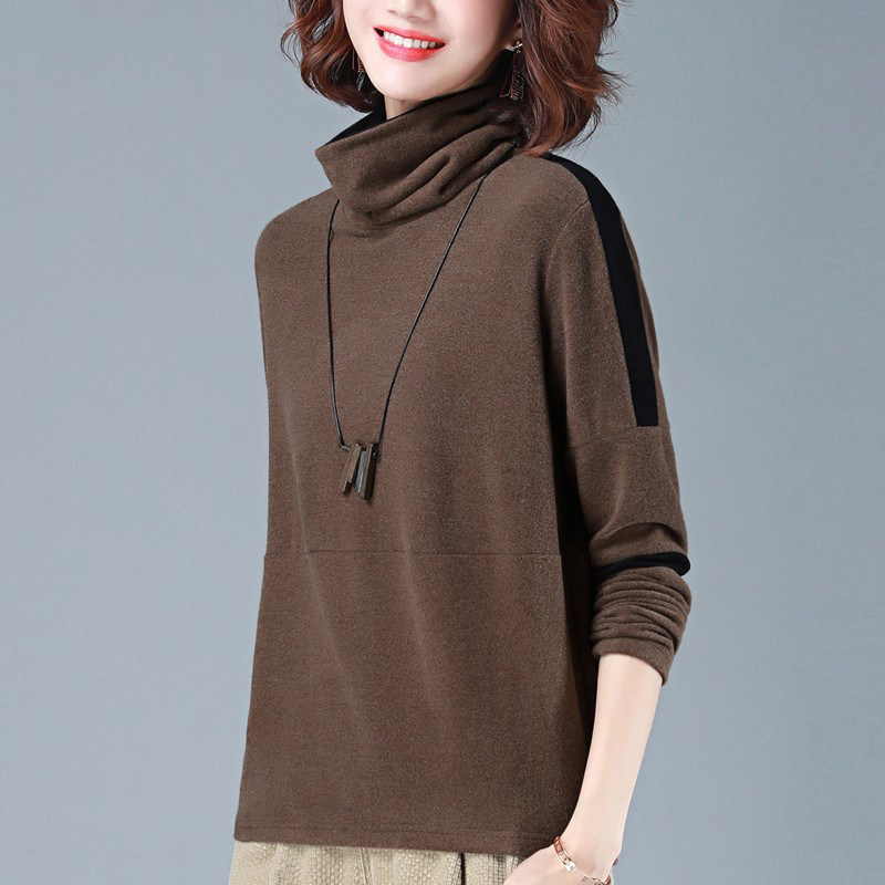 High collars undershirt Women in spring and autumn 2022 New foreign blouses Korean version loose fashion Long sleeves T-shirts