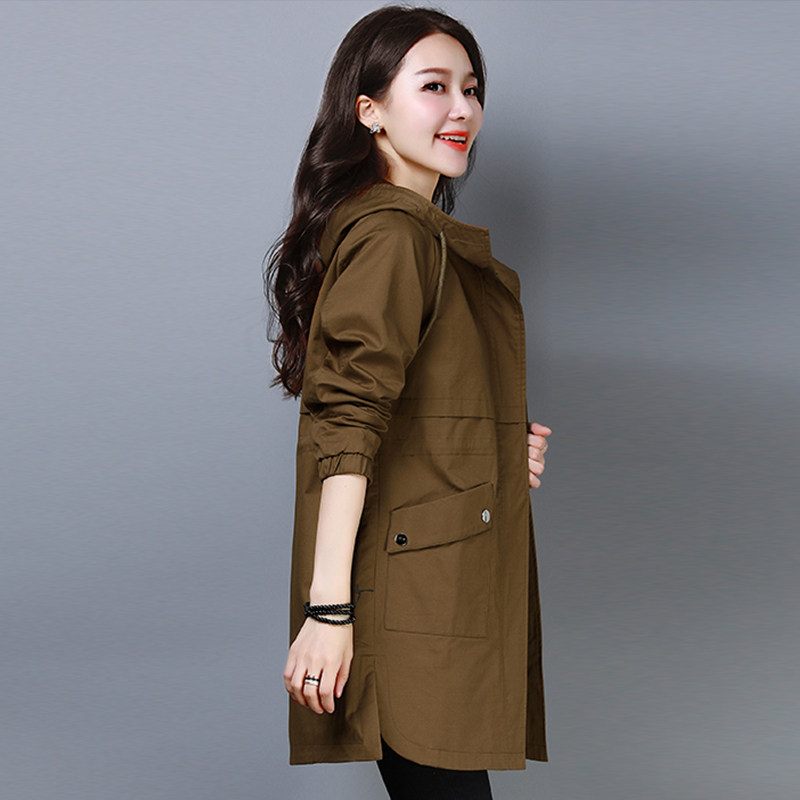 Wind coat Women's medium Long version Leisure pure cotton jacket Han version loose 2022 New temperament 100 hitch a spring and autumn jacket
