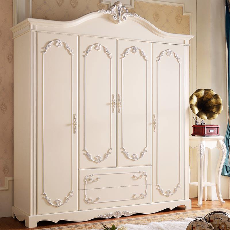Eurostyle Wardrobe Bedroom Carved luxurious modern economy Type 4 doors Closet Flat Door Assembled Furniture Locker