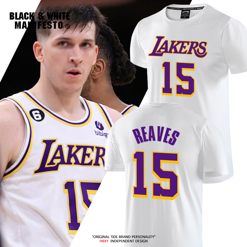 Lakers Rivers No. 15 Jersey Commemorative T-Shirt Men's Basketball Sports Casual Short-Sleeved Loose Training Clothes Summer
