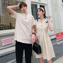 Niche design sense lovers summer clothes 2020 new Chinese style womens jumpsuit short sleeve t-shirt you dress me skirt