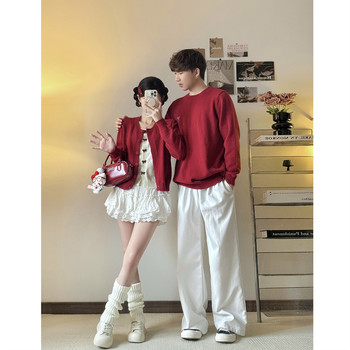 Atmospheric chic red chic niche slimming sweater