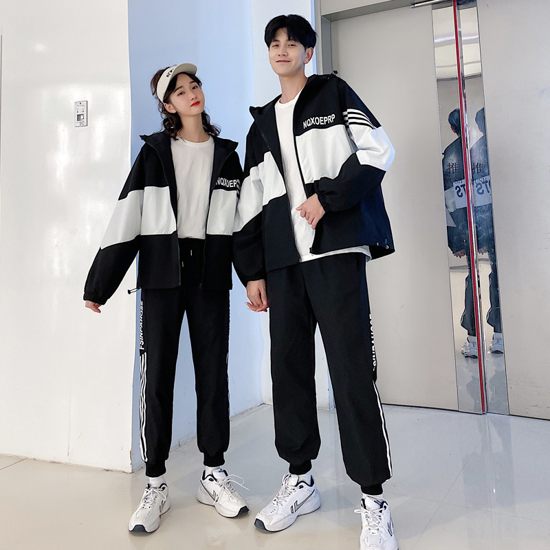Class uniforms autumn Korean version ins Hong Kong style junior high school students school uniforms custom sports clothing set tide suit