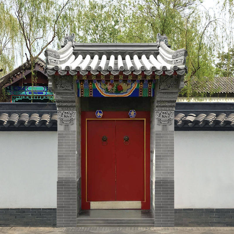 仿古中式门头大门装饰砖雕挂件灯笼花博风头墀头戗檐对幅门神浮雕都有哪些特点和文化内涵？-砖雕-淘宝好物网