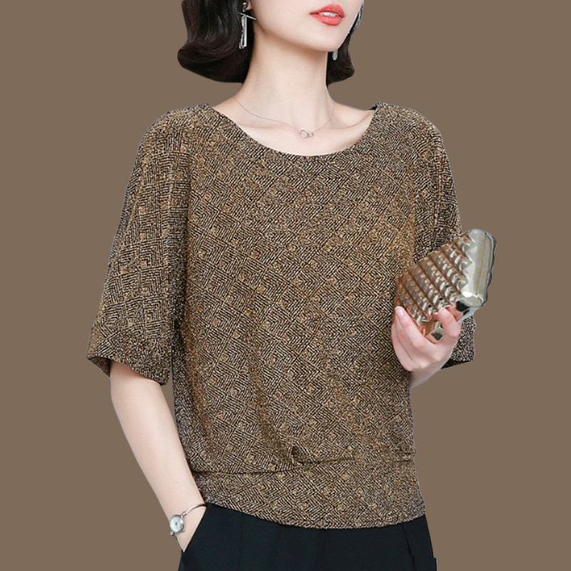 Mother summer fit 2022 new real silk T-shirt 50% sleeves 100 hitch to cover slim mulberry silk fit wide leggings pants