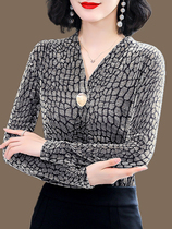 2022 new autumn dress womens blouse 100 hitch-style undershirt long sleeve v collar BAO WEN to be a skinny and stylish chic