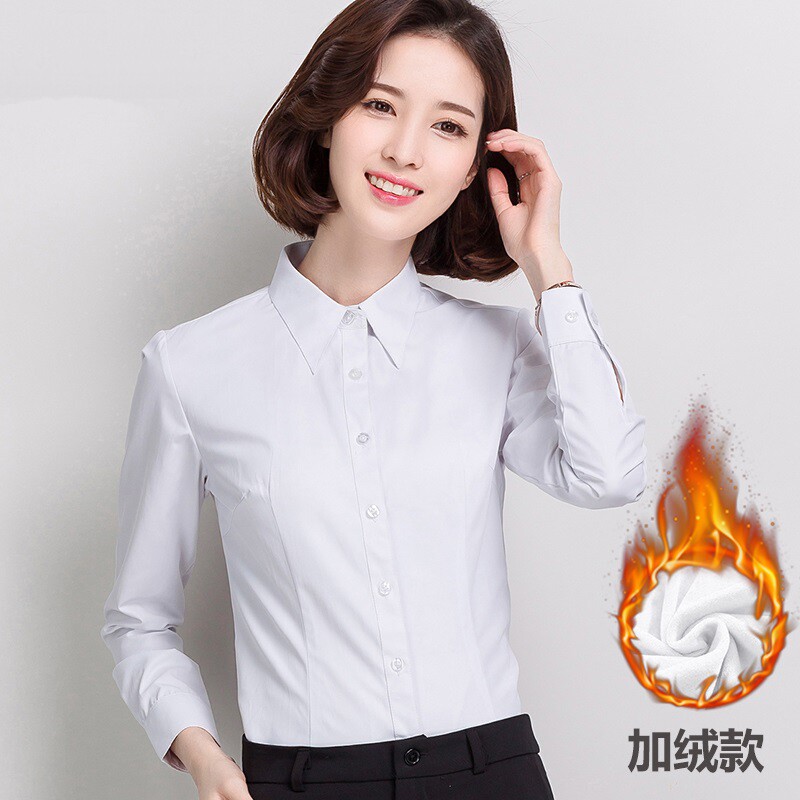 Large yard shirt in autumn and winter thickening shirt female OL girl village shirt thicker career thin