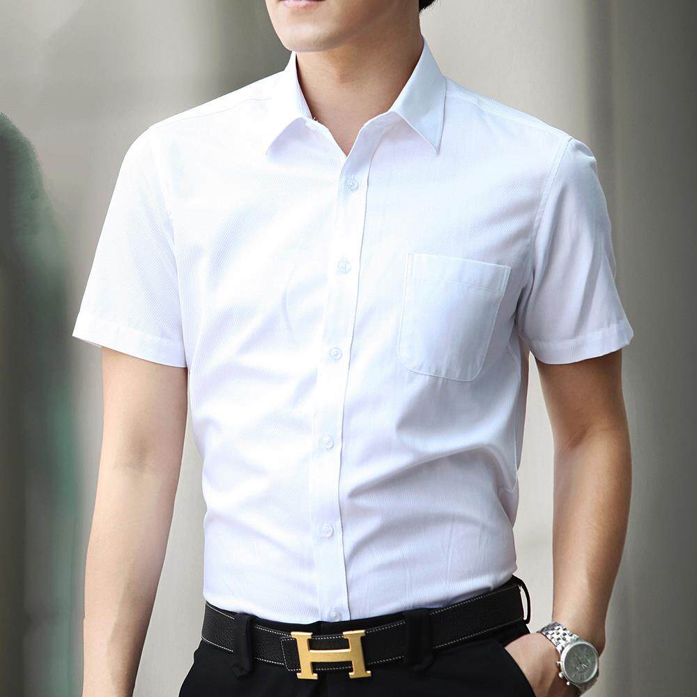 Summer and autumn business loose short-sleeved shirt large size men's clothing pure white custom logo plus fertilizer and oversized shirt youth