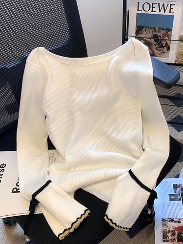 Мегафон, цветной небольшой дизайнерский трикотажный демисезонный свитер, тренд сезона, французский стиль