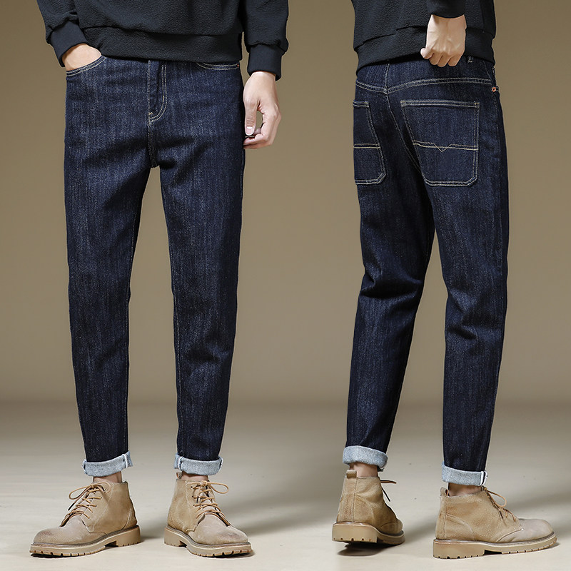 Brand Men's Jeans Spring Fall Han Edition Loose Tide 100 Lap Elastic Casual Long Pants Straight Drum Kharen Pants