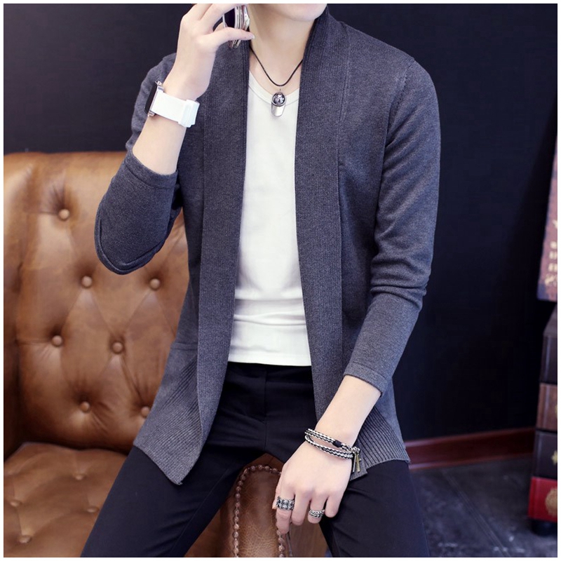 Famous knitted cardigan men's 2019 autumn new Korean version of the trend slim sweater men's handsome thin jacket