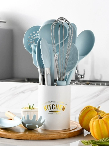 Силиконовая кухонная посуда 12 -набор продуктов питания -Объявление деревянной ручки не -старичная лопата лопата ложки устойчива