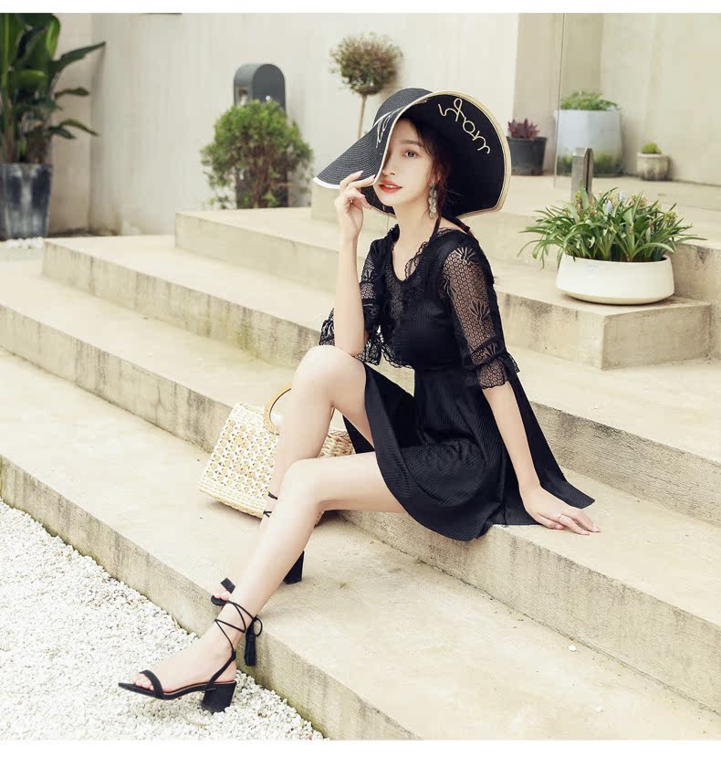 Áo tắm nữ cổ tích 2019 mới hè hè áo tắm đen một mảnh gợi cảm - Bộ đồ bơi One Piece áo tắm nữ liền thân