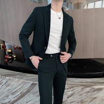 Dark green Ruffian suit mens suit Korean English banquet dress business casual small suit mens coat tide
