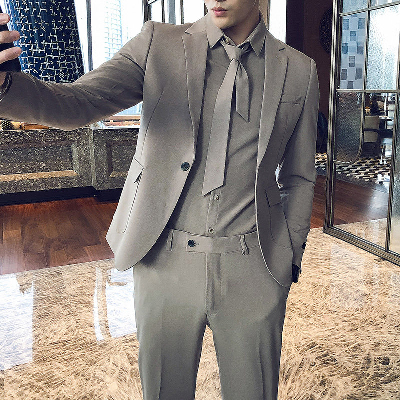 Business positive dress Western suit with shirt suit men's three sets of trends uppie handsome and Korean version casual suit jacket