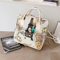 Korean version of PU handbag cartoon travel bag female student large capacity travel bag waterproof waiting bag travel bag