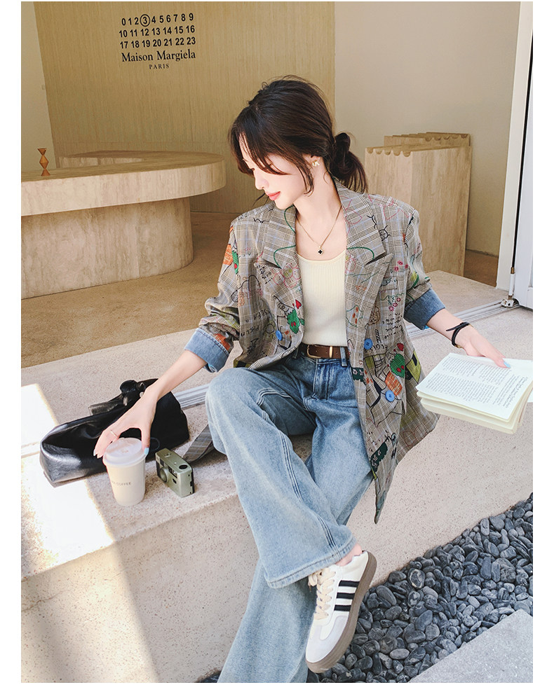 Цветной осенний дизайнерский пиджак классического кроя, тренд сезона, оверсайз 