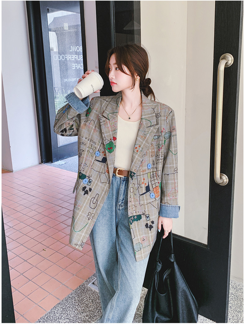 Цветной осенний дизайнерский пиджак классического кроя, тренд сезона, оверсайз 