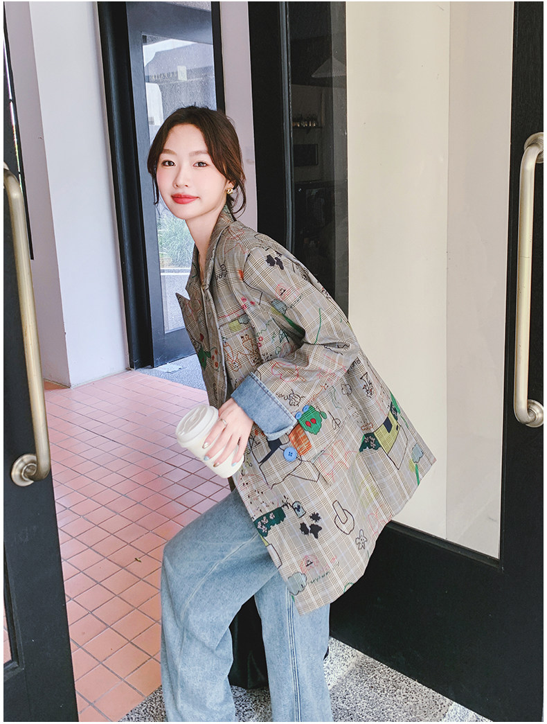 Цветной осенний дизайнерский пиджак классического кроя, тренд сезона, оверсайз 