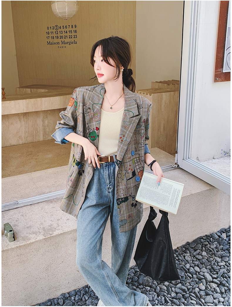 Цветной осенний дизайнерский пиджак классического кроя, тренд сезона, оверсайз 